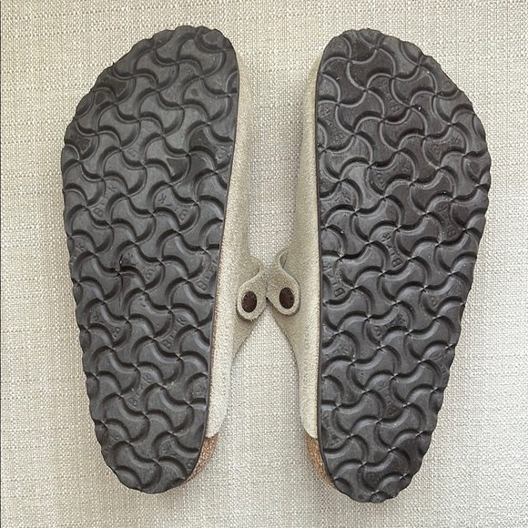 Birkenstock Suede Boston Clogs Taupe Size 38 Soft Footbed - Picture 4 of 7